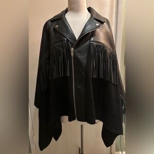 The Kooples Moto Fringe Poncho